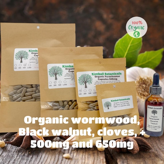Organic Paracleanse Blend: Herbal Black Walnut, Cloves, Wormwood, Capsules or Tincture