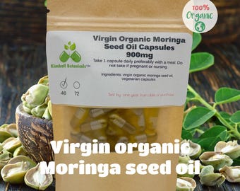 USDA Organic Virgin Moringa Seed Oil Capsules, 900mg