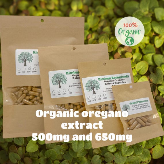 Certfied Organic Oregano Extract Capsules, Fresh Made (500mg/650mg)