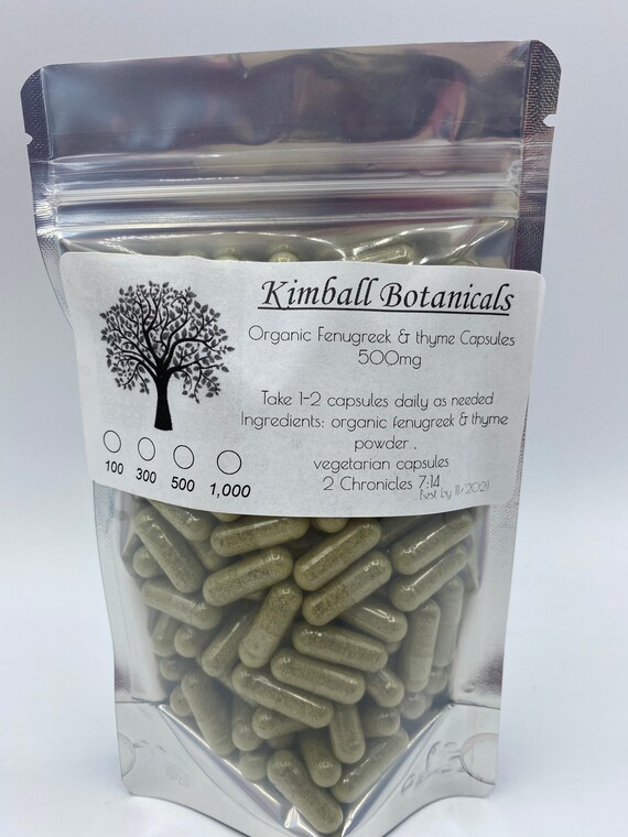 Organic fenugreek and thyme 500mg vegetarian capsules made Etsy