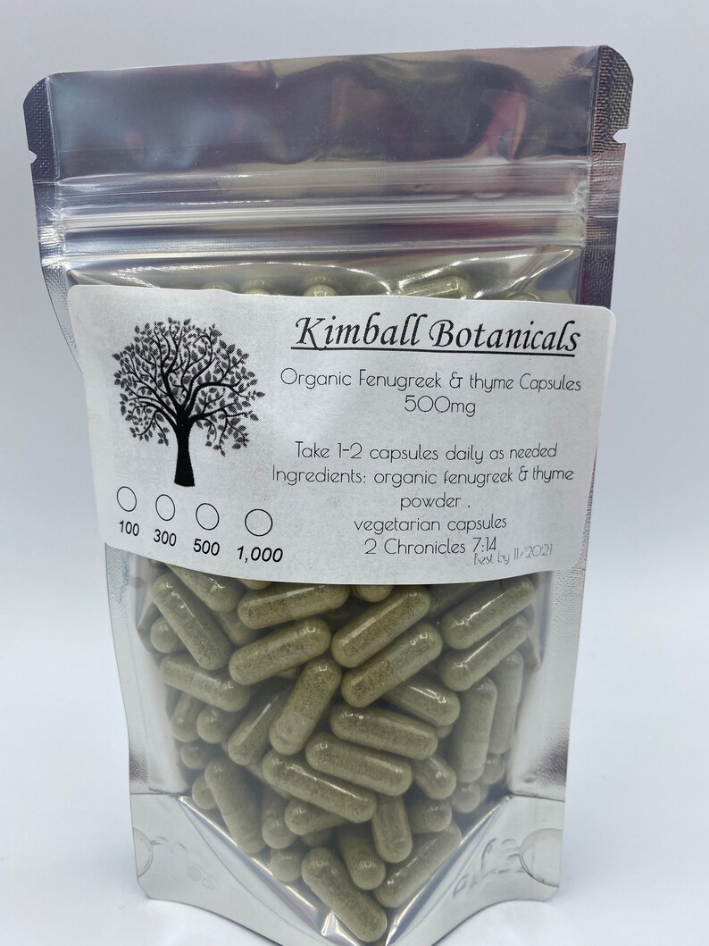 Organic Fenugreek and Thyme 500mg Vegetarian Capsules Made Etsy