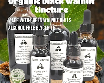 Organic Black Walnut Hull Tincture - Alcohol Free Herbal Extract - Plant Based Liquid Botanical - Made with Green Hulls