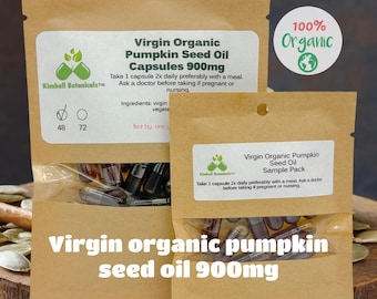 USDA Certified Extra Virgin Organic Pumpkin Seed Oil Capsules, 900mg vegetarian capsules made fresh to order with zero fillers