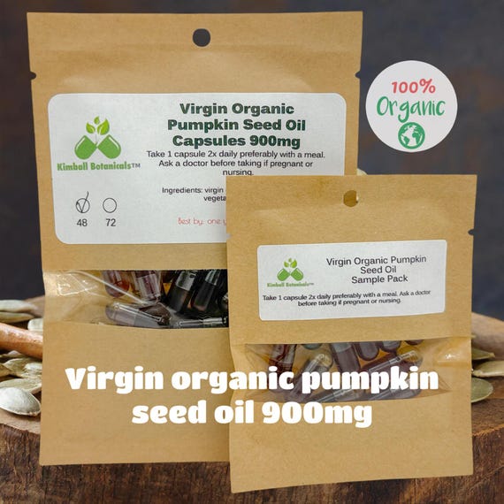 USDA Certified Extra Virgin Organic Pumpkin Seed Oil Capsules, 900mg