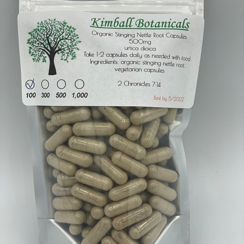 Organic nettle root 500mg vegetarian capsules made fresh to order