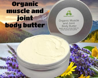Organic Muscle and Joint Blend Body Butter, Comfrey, Arnica, Devils Claw, and more