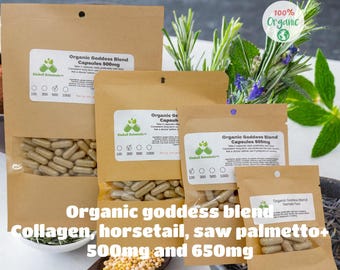 Organic Goddess Blend Capsules: Collagen, Biotin, Horsetail