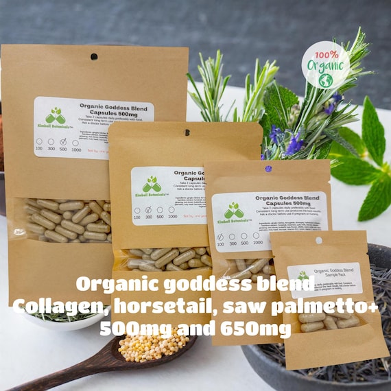 Organic Goddess Blend Capsules: Collagen, Biotin, Horsetail