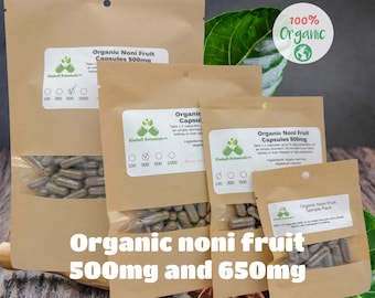 USDA Organic Noni Fruit Capsules, Fresh Made (500mg, 650mg)
