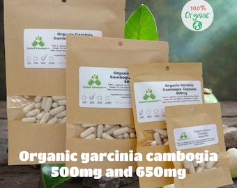 Organic Garcinia Cambogia Capsules: 60% HCA, Vegetarian, Made to Order