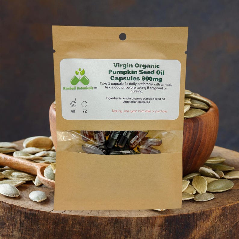 USDA Certified Extra Virgin Organic Pumpkin Seed Oil Capsules, 900mg 48 count