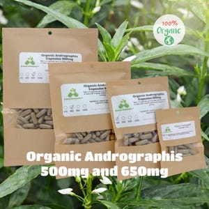 Organic Andrographis 500mg and 650mg vegetarian or pullulan capsules made fresh to order
