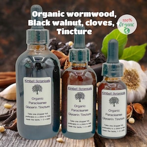 Organic Paracleanse Double Extracted Black Walnut, Wormwood, Cloves Glycerin Tincture sustainably harvested NON GMO