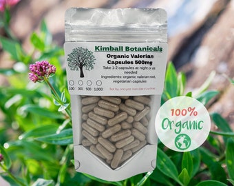 Organic Valerian root 500mg vegetarian capsules made fresh to order