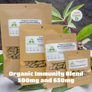 Organic Echinacea Goldenseal Immunity Blend, 500mg or 650mg, vegetarian or pullulan capsules made fresh to order