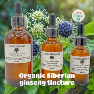 Organic Wildcrafted Siberian Ginseng Root Glycerin Tincture Double Extracted sustainably harvested NON GMO