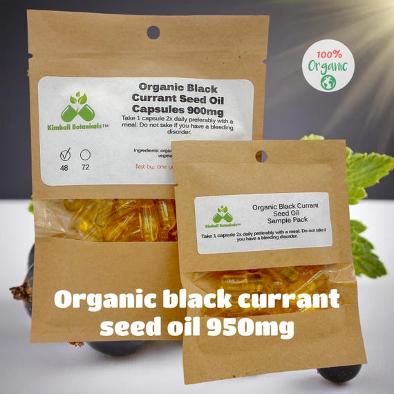 Organic Black Currant Seed Oil Capsules: 14% GLA, Omega Fatty Acids, Fresh Made
