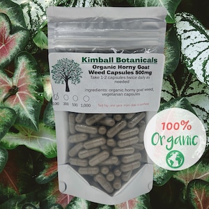 Organic horny goat weed 500mg vegetarian capsules made fresh to order