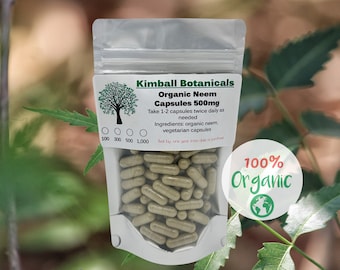 Organic neem leaf 500mg vegetarian capsules made fresh to order.