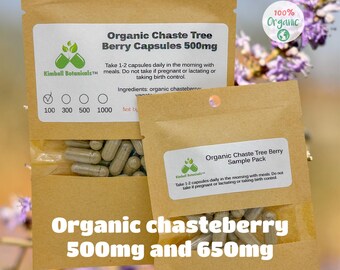 Organic Chaste Tree Berry Capsules, Fresh Made to Order