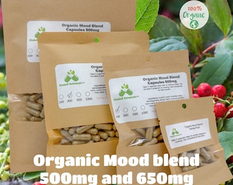 Organic Mood Blend Capsules: Non-GMO Herbal Supplement, Fresh to Order