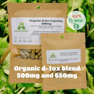 Organic Herbal D-tox Capsules, Milk Thistle Blend
