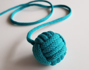Eco-friendly cat toys, Baby blue Monkey fist cat toy, gifts for pets, Toy to hunt with a bell, cat gift, macrame, cat toy ball, handmade