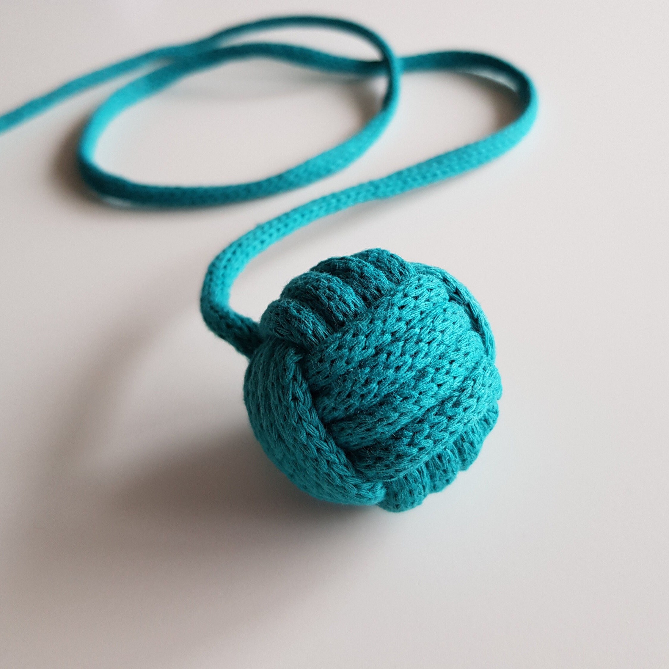 Eco-friendly cat toys, Baby blue Monkey fist cat toy, gifts for pets, Toy to hunt with a bell, cat gift, macrame, cat toy ball, handmade