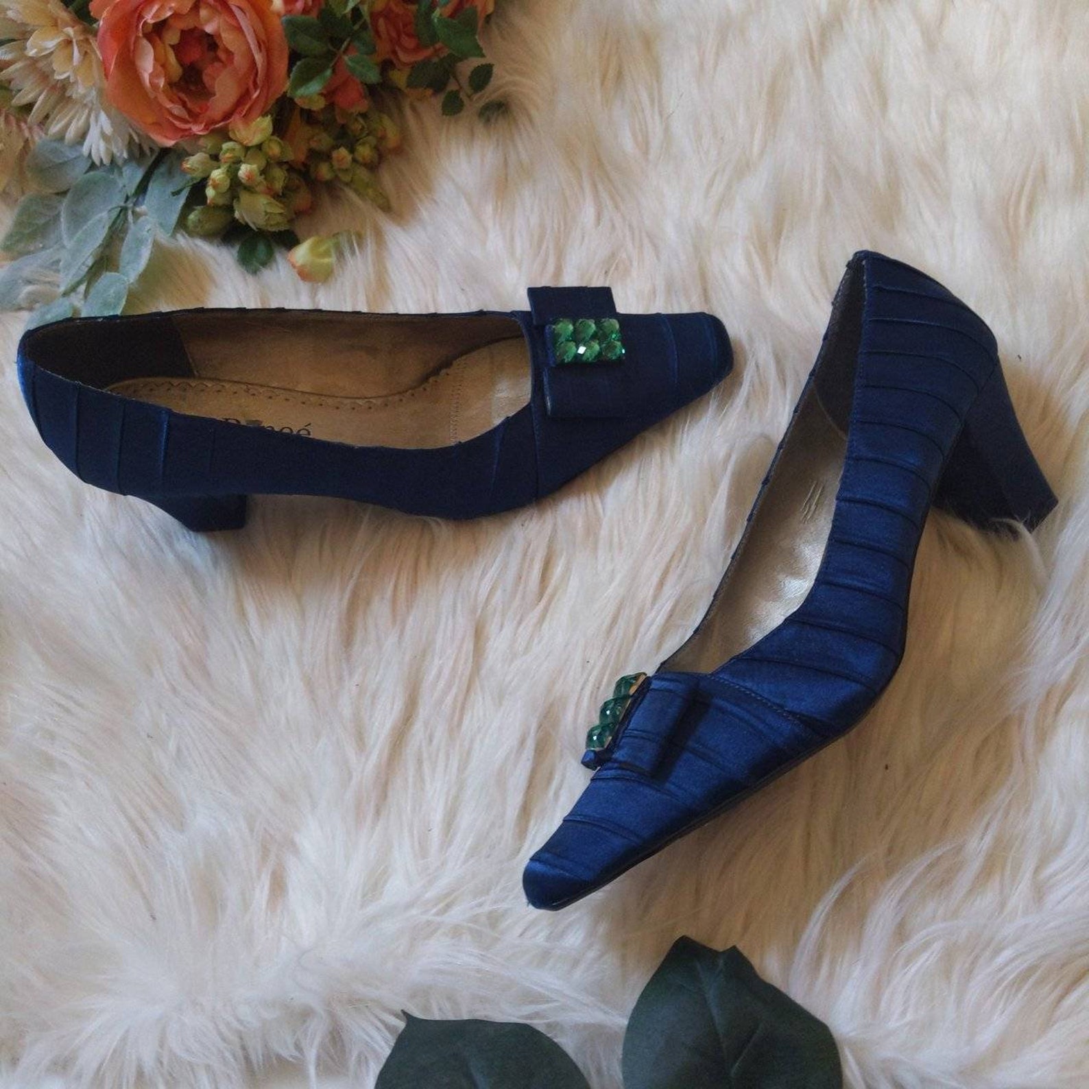 emerald satin shoes