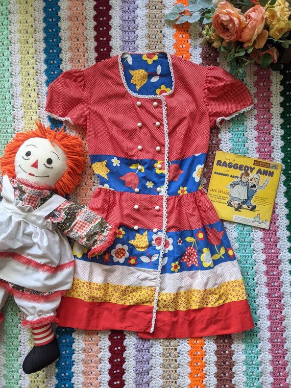 1960s Floral Patch Babydoll Dress