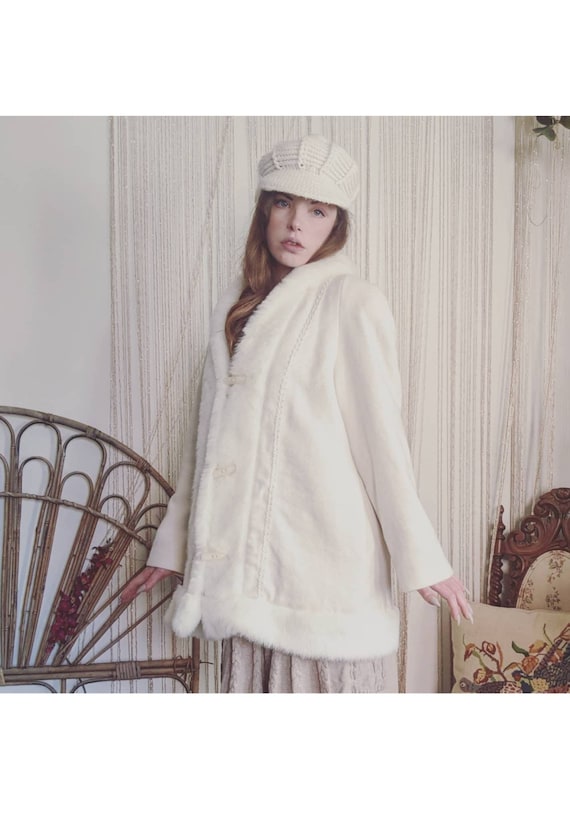 Vintage Embroidered Cream Afghan Coat
