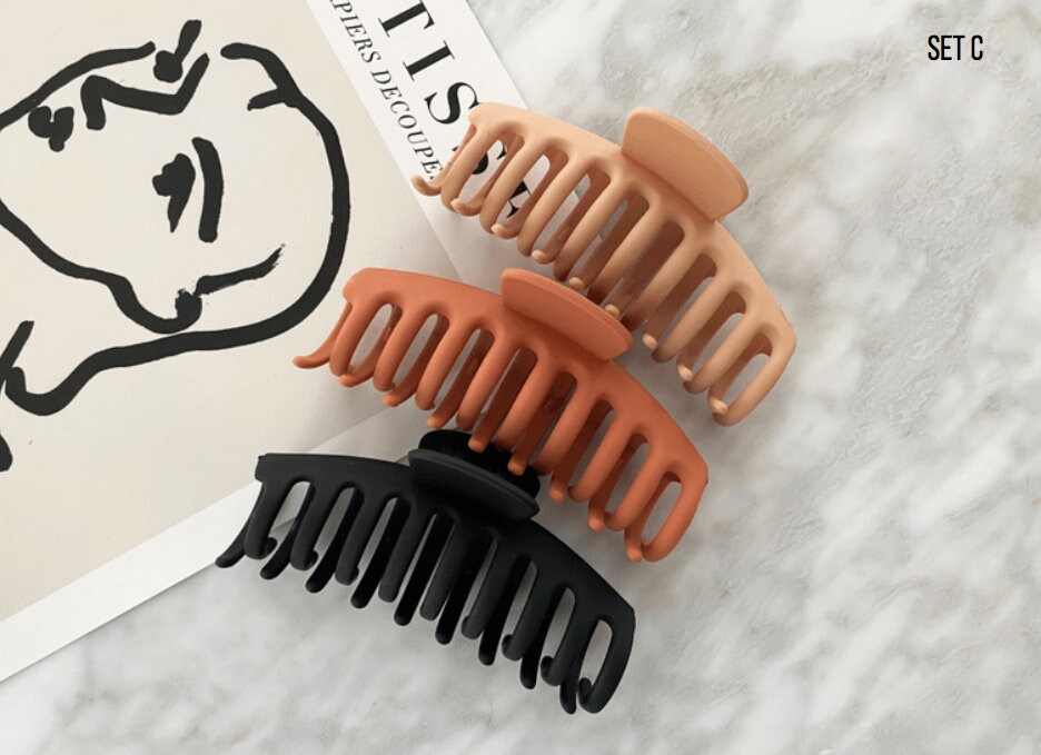 3PACK JUMBO Hair Clips Matte Hair Claw Acrylic Hair Clip Etsy
