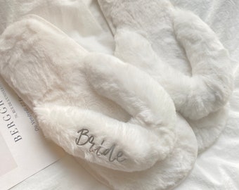 Cozy Fur Personalized Bridesmaids Gift Slippers Girls Night Cute Birthday Shoes (HANI-Indian)