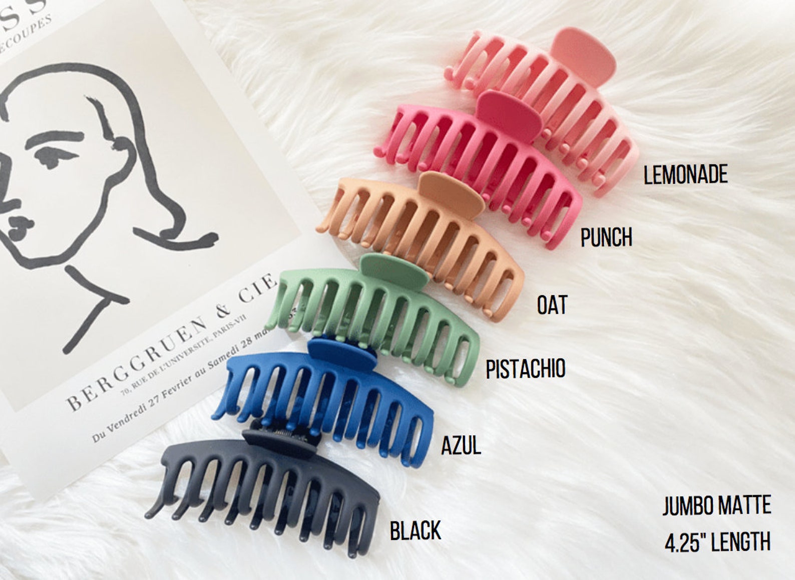 4PACK JUMBO Hair Clips Matte Hair Claw Acrylic Hair Clip Etsy