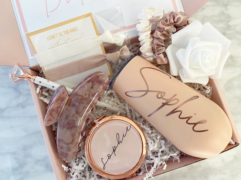 Bridesmaid Proposal Box Personalized Gift Blush Will You Be My image 1