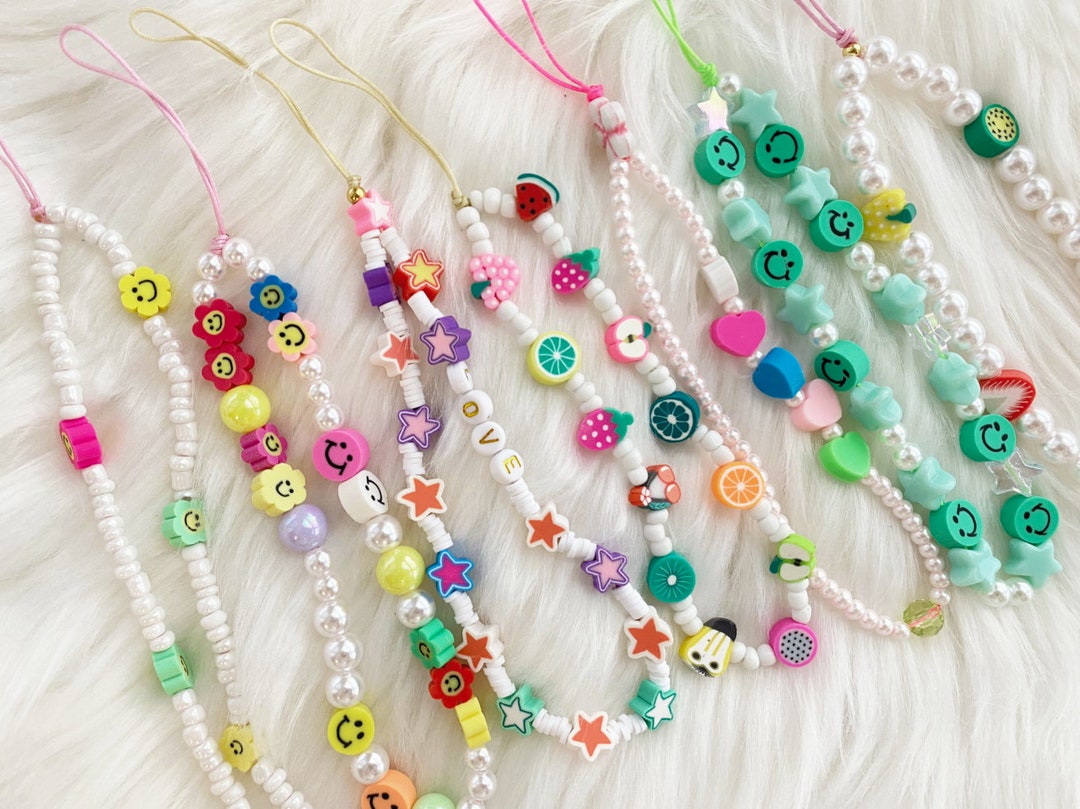 3-pack Y2K 90s Phone Charm Strap Face Smile Fruit Beaded Pearl - Etsy