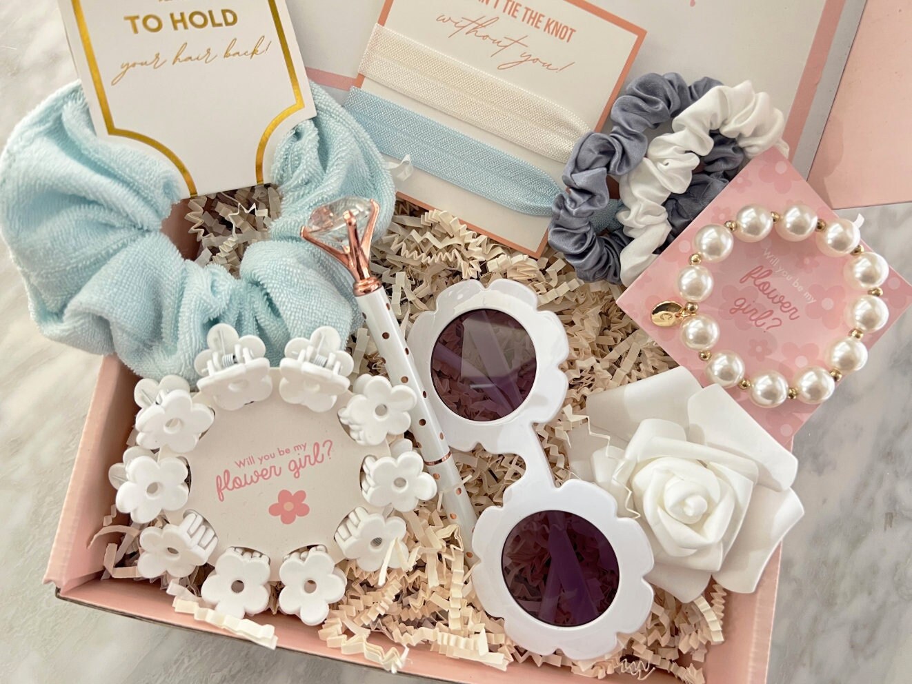 Flower Girl Proposal Box Personalized Gift Blush Will You Be Etsy