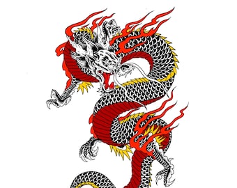 Japanese Dragon vector design   t-shirt, wallpaper, tattoo, sticker  Jpg, EPS, PDF, APS, Ai