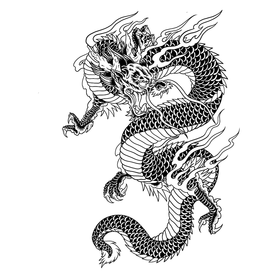 Japanese Dragon Vector Design, Tattoo,wallpaper, T-shirt Jpg, SVG, PDF ...