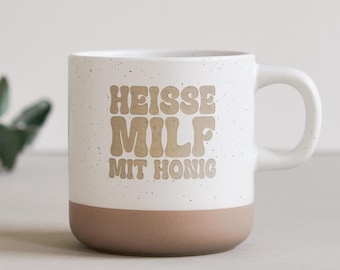 Funny Mom Gift Mug - Hot MILF with Honey Ceramic Coffee Cup, Mother's Day Gift, Birthday Gift for Mom, Two-Tone 12 oz
