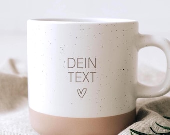 Tu mensaje grabado | Taza de cerámica personalizada – regalo para tus seres queridos | Base natural sin esmaltar