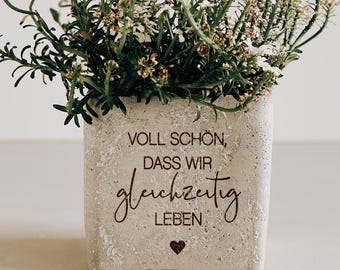 Best Friend Gift Personalized - Concrete Planter with Engraving, Birthday Gift for Her, Farewell Gift Coworker, Friendship Gift Woman