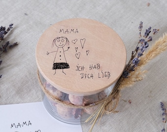 Personalized storage jar with drawing or handwriting | Mother's Day gift | Gift idea for Mother's Day | Gift handwriting