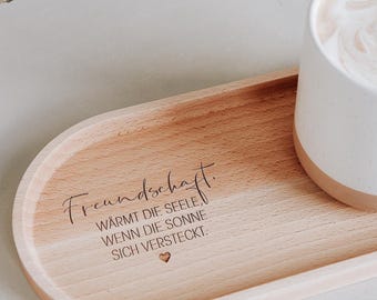 Best Friend Gift Personalized - Wooden Serving Tray with Engraved Name, Birthday Gift for Her, Thank You or Farewell Gift, Beech Wood 10x5 i