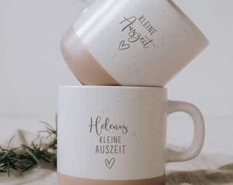 Best Friend Gift Personalized - Ceramic Mug with Engraved Name, Birthday or Thank You Gift for Her, Stoneware-Style Mug 12 oz