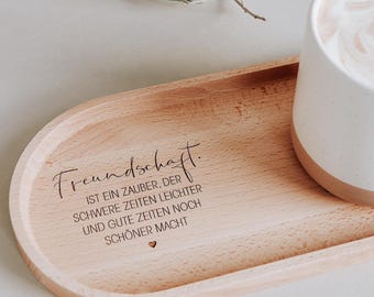 Best Friend Gift Personalized - Wooden Tray with Engraved Name, Birthday Gift for Her, Friendship Gift BFF, Beech Wood Serving Board 2 Sizes