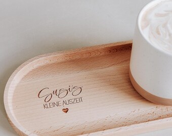 Best Friend Gift Personalized - Wooden Tray with Engraved Name, Birthday Gift for Mom or Coworker, Beech Wood Serving Board 10x5 in