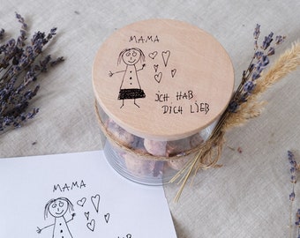 Personalized storage jar with drawing or handwriting | Mother's Day gift | Gift idea for Mother's Day | Gift handwriting