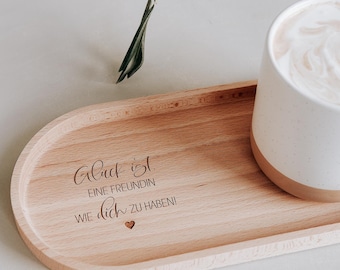 Best Friend Gift Personalized - Wooden Tray with Engraved Name, Birthday Gift for Her, Mother's Day or Thank You Gift, Beech Wood 10x5 in