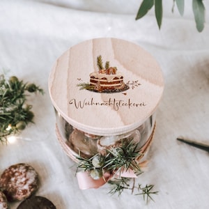 personalisiertes Vorratsglas als Geschenk zu Weihnachten oder für die Adventszeit | Weihnachtsgrüße mit bunten Motiven